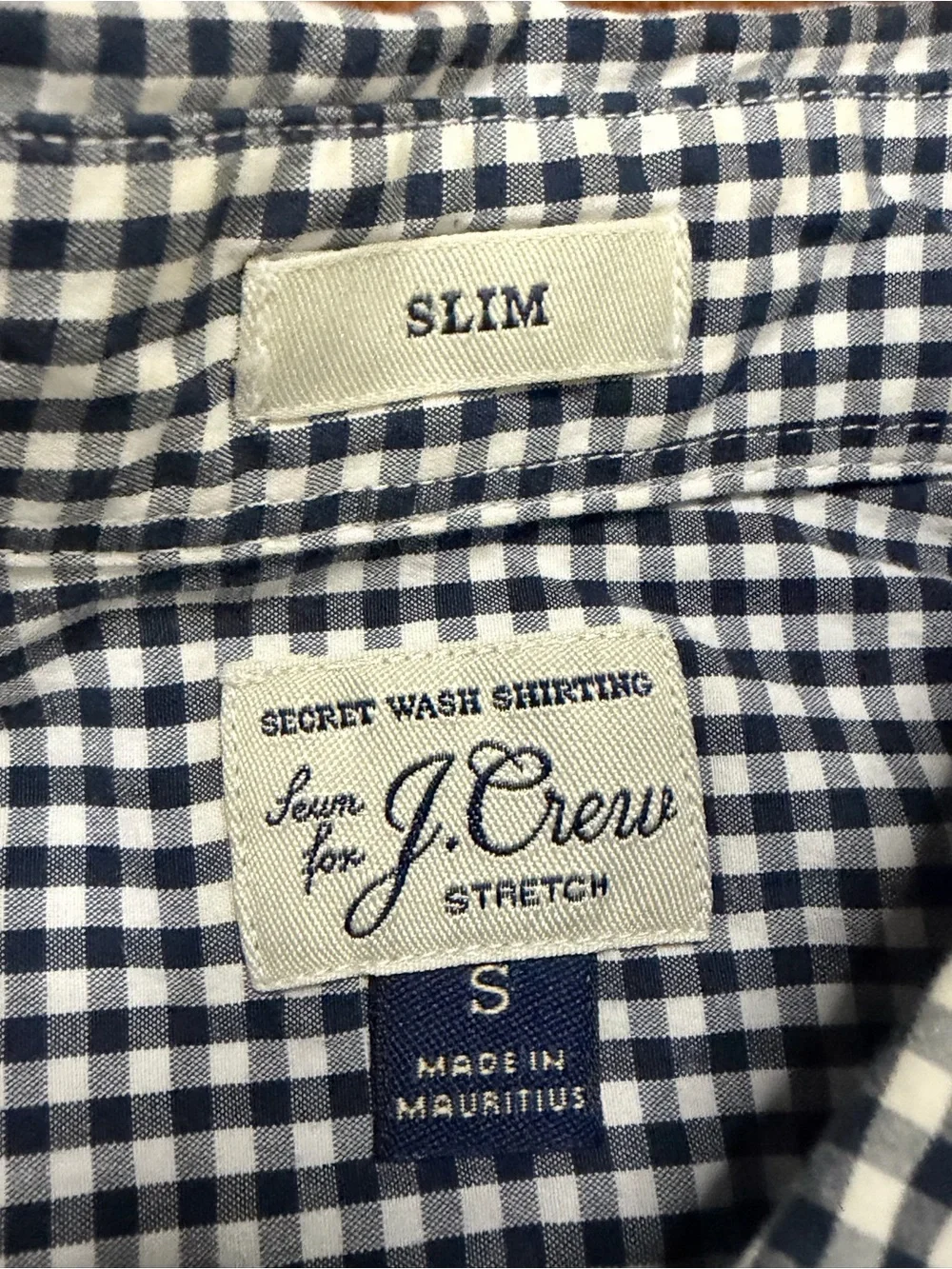 J. Crew Navy and White Gingham Button-Down Shirt Long Sleeve sz. S